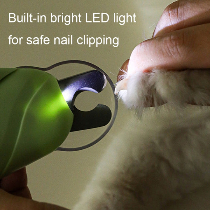 LED Pet Nail Clipper Dog and Cat Nail Clipper with Nail Polisher (Green)