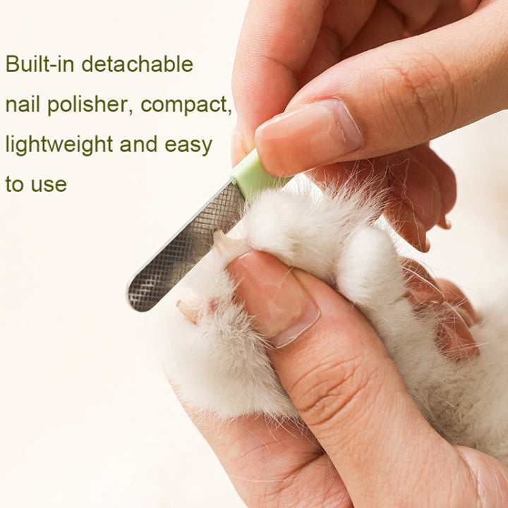 LED Pet Nail Clipper Dog and Cat Nail Clipper with Nail Polisher (Green)