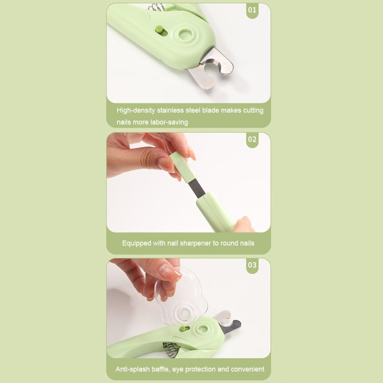 LED Pet Nail Clipper Dog and Cat Nail Clipper with Nail Polisher (White)