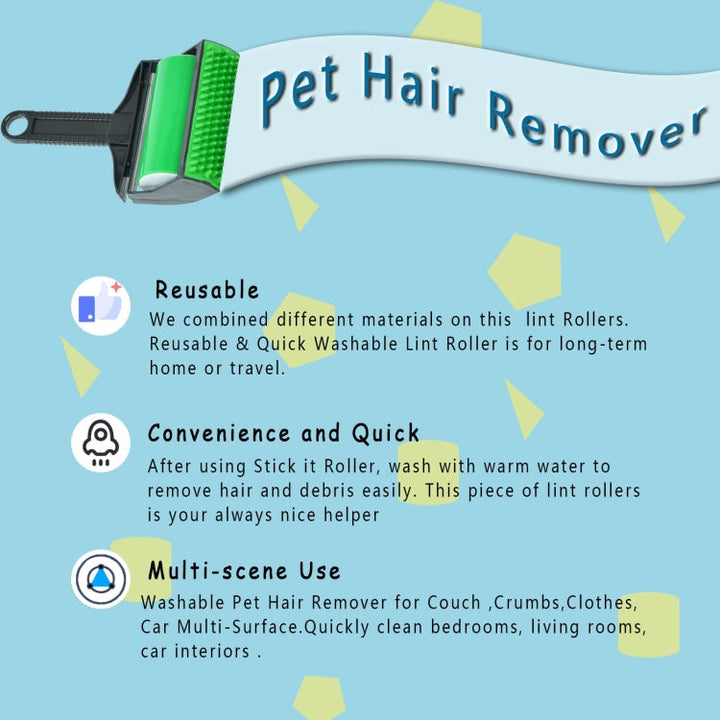 Reusable Pet Hair Remover Cleaning Hair Sticky Roller Washable Lint Remover Clothing Dust Cleaner (Green)