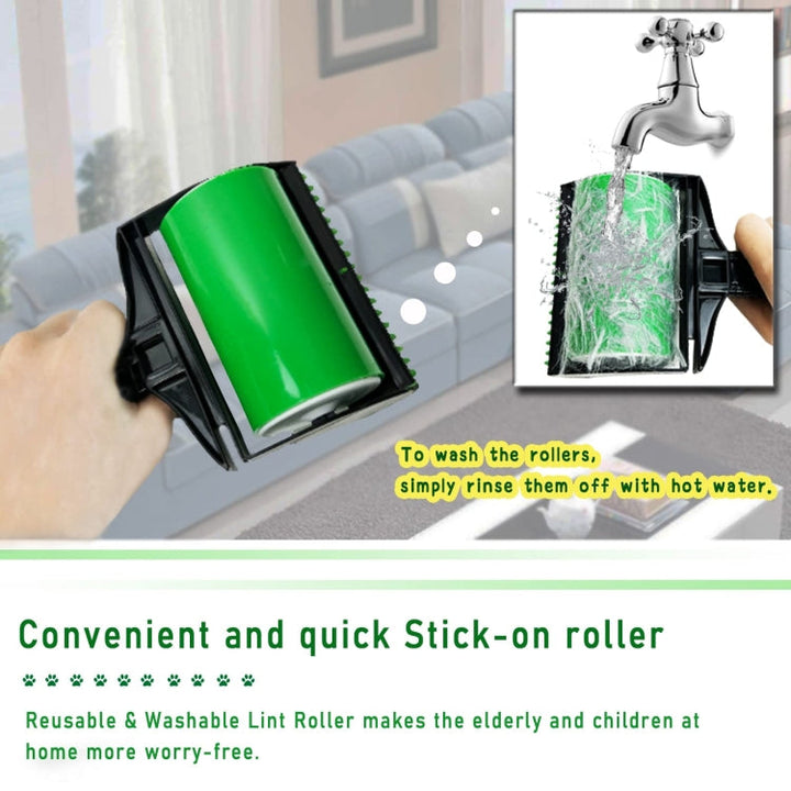 Reusable Pet Hair Remover Cleaning Hair Sticky Roller Washable Lint Remover Clothing Dust Cleaner (Green)