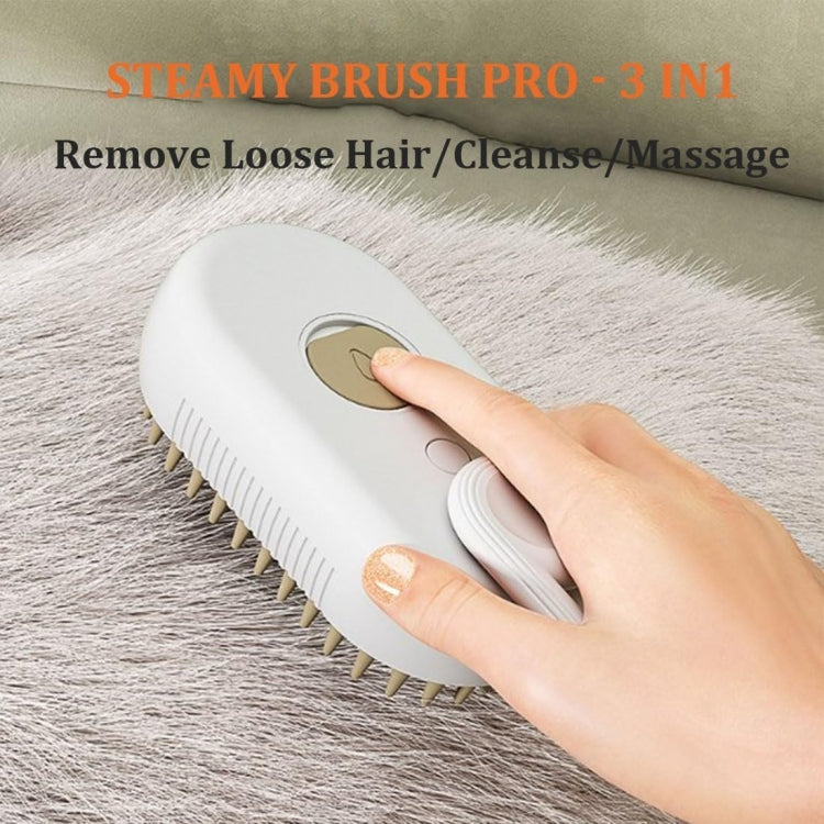 Pet Electric Spray Comb Rechargeable Cat Steam Brush Cleaning Tool (White)