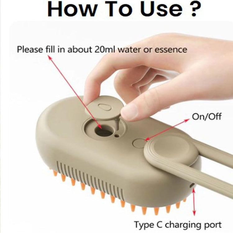 Pet Electric Spray Comb Rechargeable Cat Steam Brush Cleaning Tool (White)