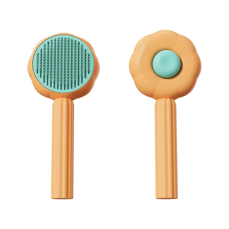 Sunflower Cat Hair Removal Massage Needle Brush for Pets (Orange)