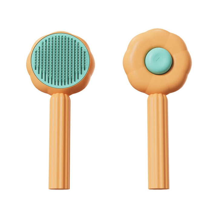 Sunflower Cat Hair Removal Massage Needle Brush for Pets (Orange)