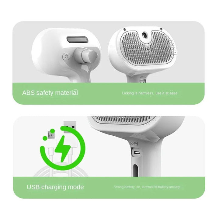 RK56 USB charging spray pet care comb cat and dog hair removal tool pet products (Green)