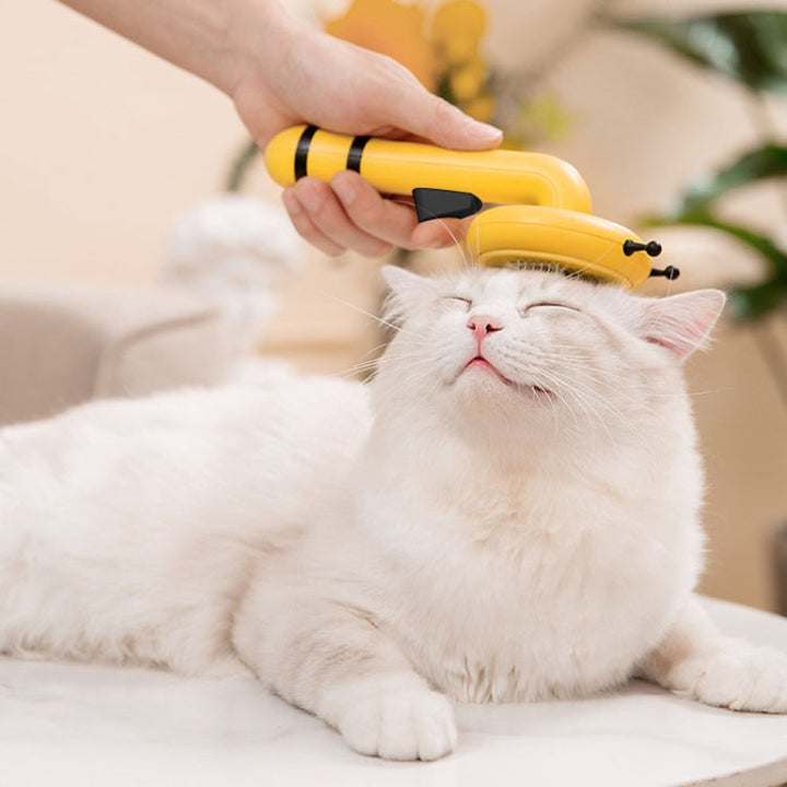 Bee Pet Comb Cat Hair Removal Massage Needle Brush (Yellow)
