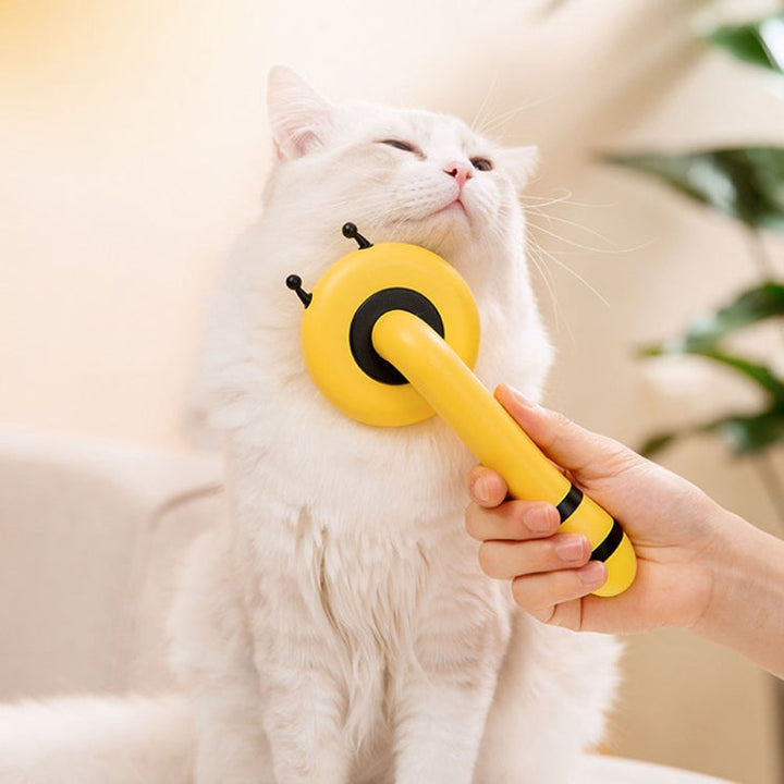 Bee Pet Comb Cat Hair Removal Massage Needle Brush (Yellow)