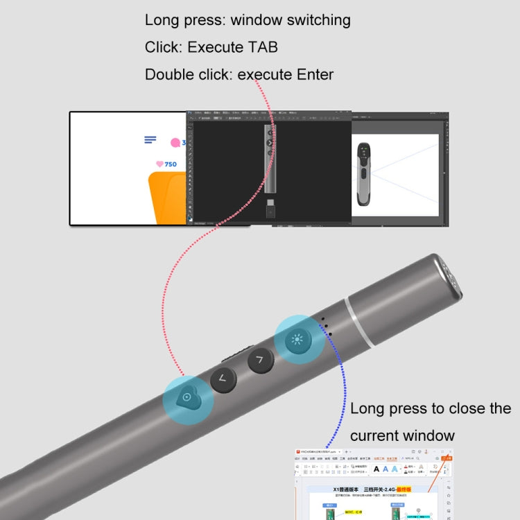 Lisslune | Conference Teaching Page Page Turner Pen Electronic Telescope Pointer Laser Pointer PPT Wireless Presenter