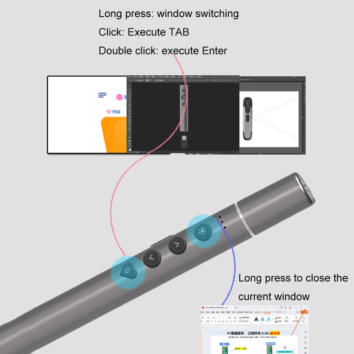 Lisslune | Conference Teaching Page Page Turner Pen Electronic Telescope Pointer Laser Pointer PPT Wireless Presenter