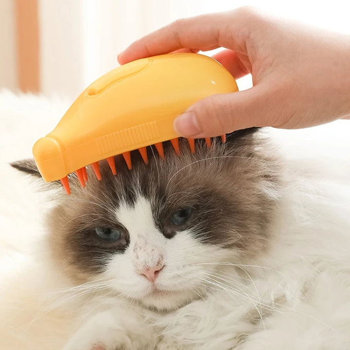 Banana Shape Pet Spray Massage Comb Electric Cleaning Brush Hair Removal Comb for Dogs and Cats (Yellow)