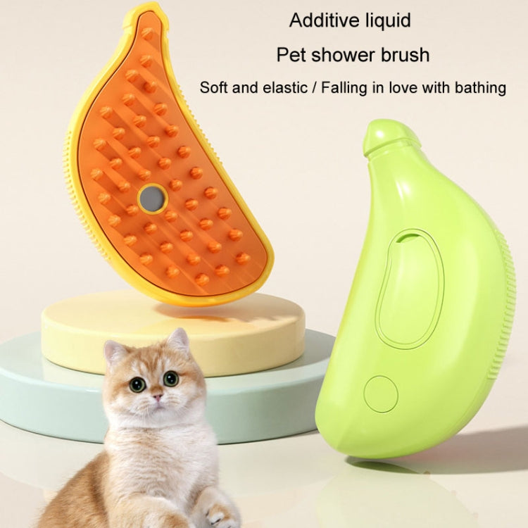 Banana Shape Pet Spray Massage Comb Electric Cleaning Brush Hair Removal Comb for Dogs and Cats (Yellow)