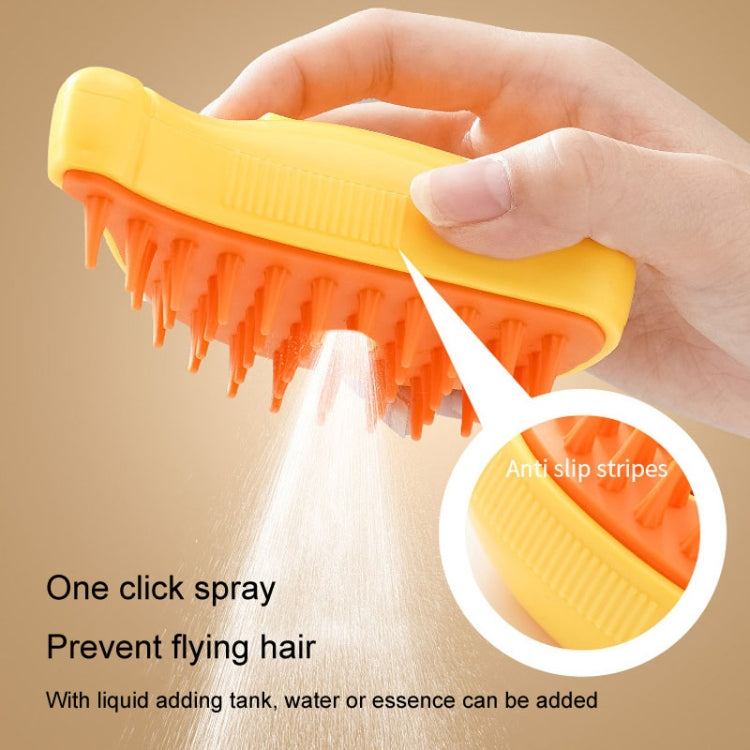 Banana Shape Pet Spray Massage Comb Electric Cleaning Brush Hair Removal Comb for Dogs and Cats (Yellow)