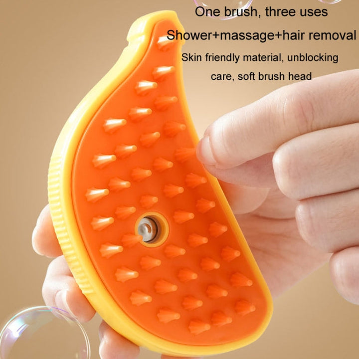 Banana Shape Pet Spray Massage Comb Electric Cleaning Brush Hair Removal Comb for Dogs and Cats (Yellow)