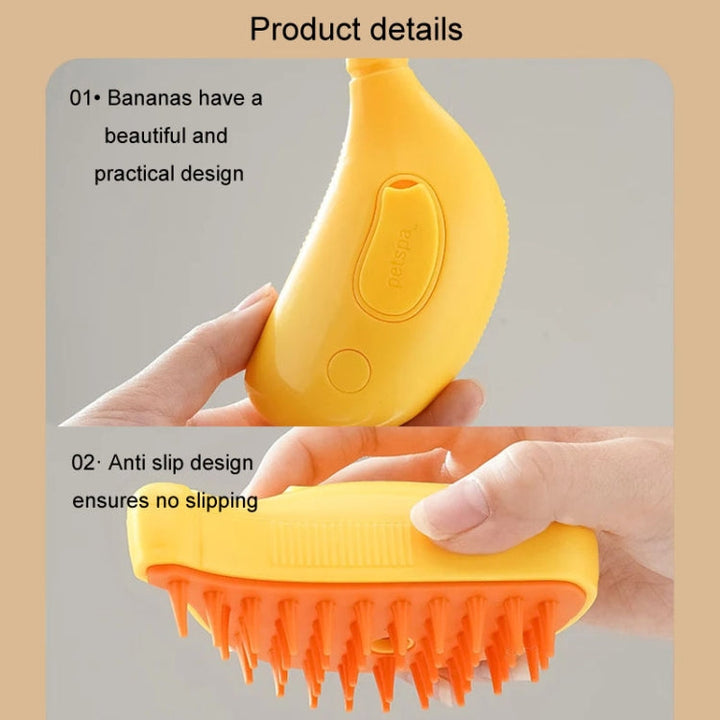 Banana Shape Pet Spray Massage Comb Electric Cleaning Brush Hair Removal Comb for Dogs and Cats (Yellow)
