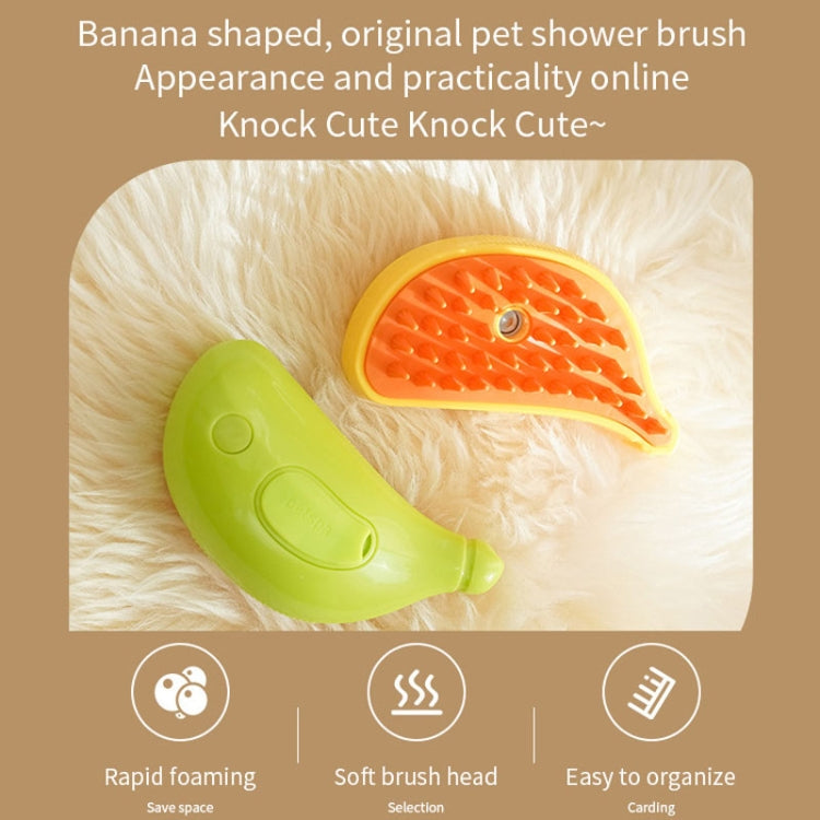 Banana Shape Pet Spray Massage Comb Electric Cleaning Brush Hair Removal Comb for Dogs and Cats (Yellow)