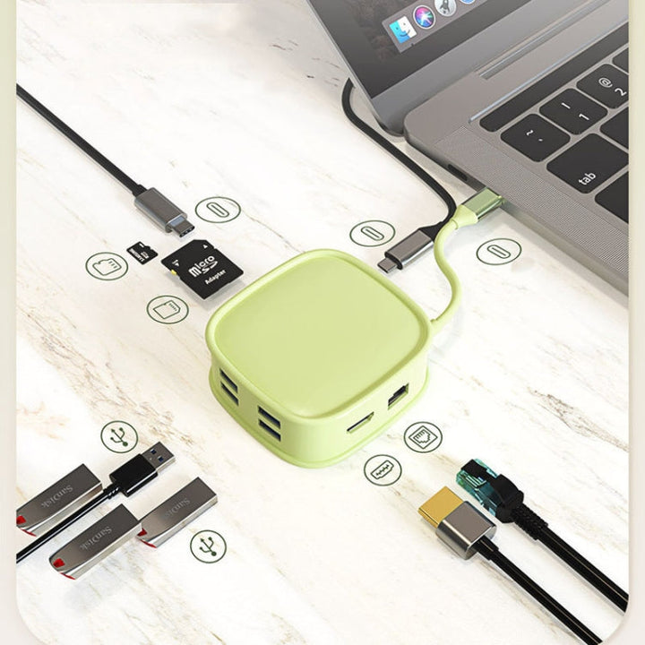 Lisslune | BS10H 10 In 1 Type-C Docking Station Multifunctional USB Hub 100Gb Ethernet Connection (Blue)