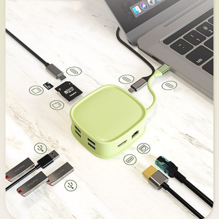 Lisslune | BS10H 10-in-1 Type-C Docking Station Multifunctional USB Hub 100Gb Ethernet Port (Green)