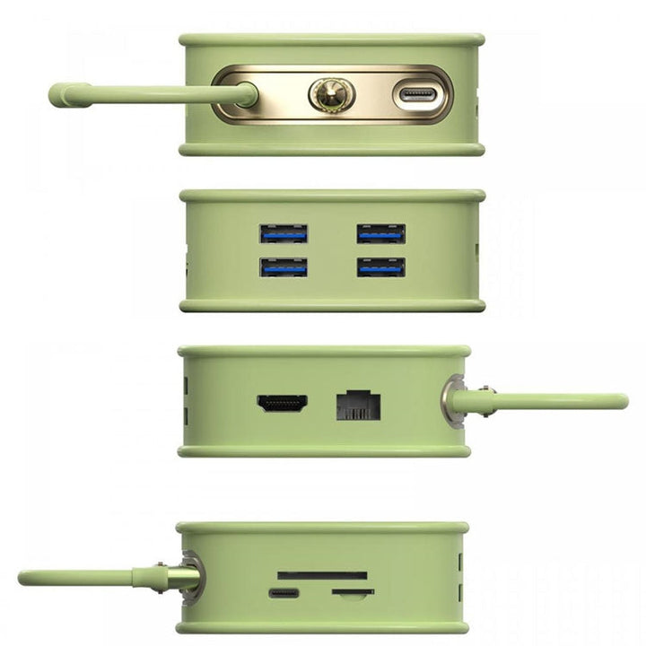 Lisslune | BS10H 10-in-1 Type-C Docking Station Multifunctional USB Hub 100Gb Ethernet Port (Green)