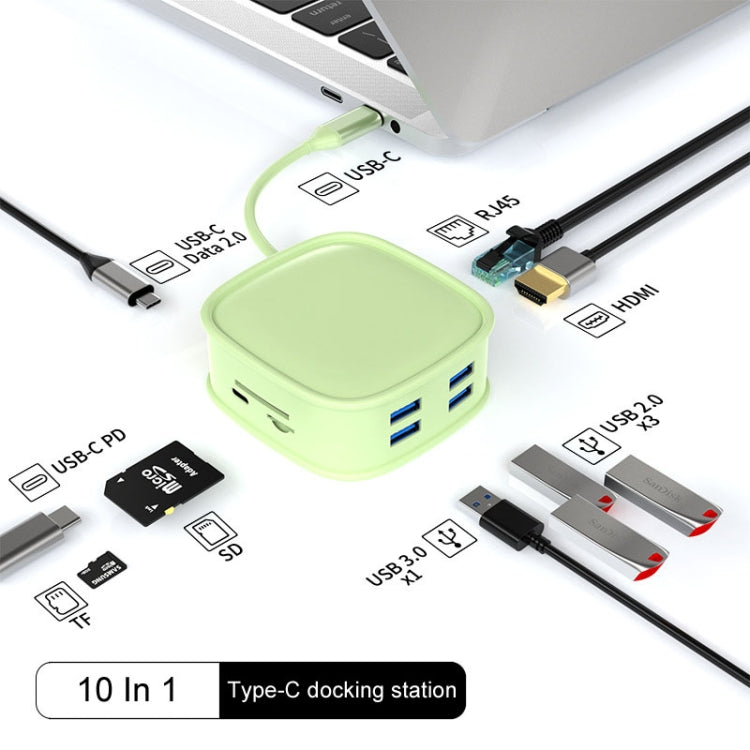 Lisslune | BS10H 10 In 1 Type-C Docking Station Multifunctional USB Hub 100Gb Ethernet Port (Pink)