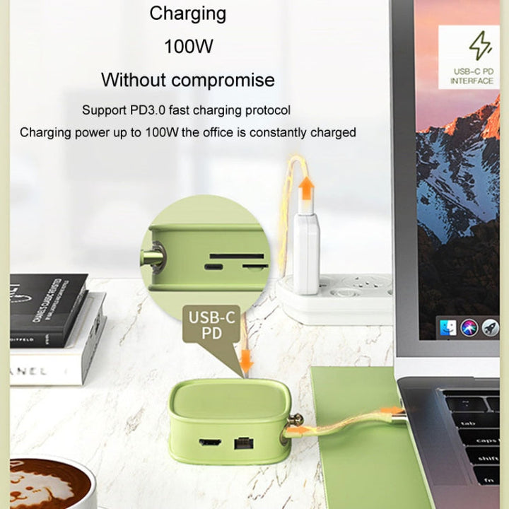 Lisslune | BS10H 10-in-1 Type-C Docking Station Multifunctional USB Hub 100Gb Ethernet Port (Green)