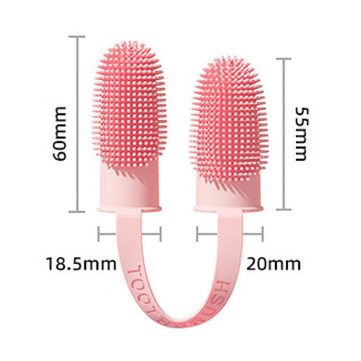 2 Piece Pet Tooth Cleaning Dual Finger Toothbrush Dogs and Cats Oral Cleaning Tools (Grass Yellow)