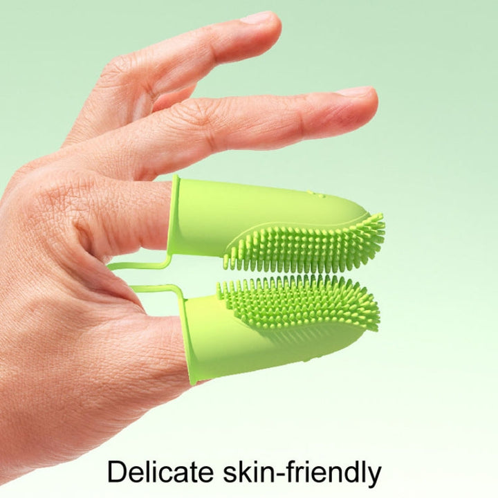 2 Piece Pet Tooth Cleaning Dual Finger Toothbrush Dogs and Cats Oral Cleaning Tools (Blue Green)