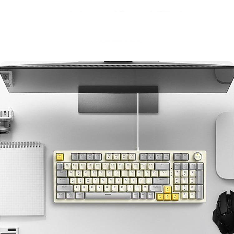 Lisslune | T-WOLF T50 97-Key RGB Illuminated Color-Matching Gaming Mechanical Keyboard with Button, Color: Black B