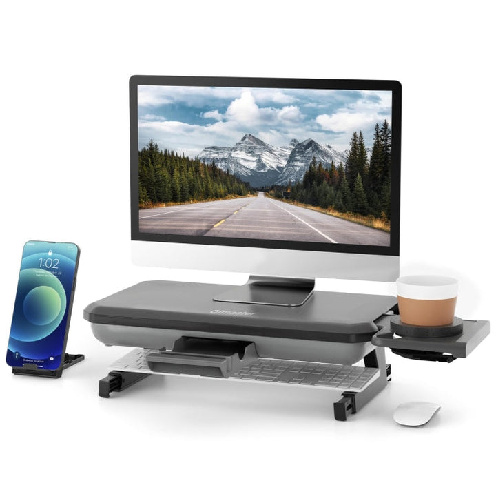 Lisslune | Oimaster Monitor stand height adjustable laptop holder with storage drawer, specification: upgrade