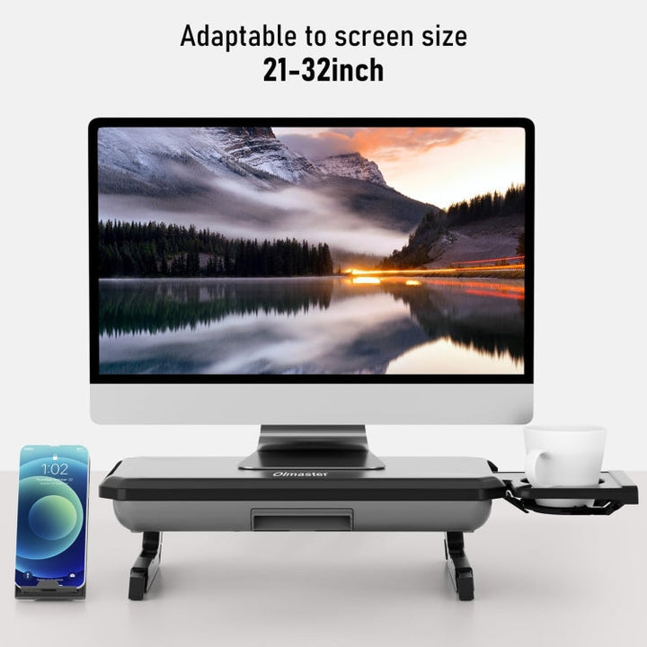 Lisslune | Oimaster Monitor stand height adjustable laptop holder with storage drawer, specification: upgrade