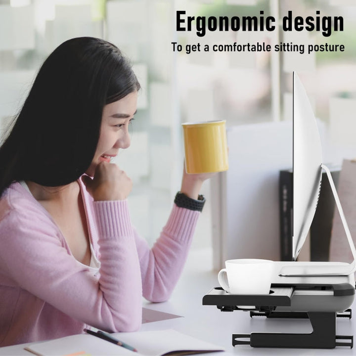 Lisslune | Oimaster Monitor stand height adjustable laptop holder with storage drawer, specification: upgrade