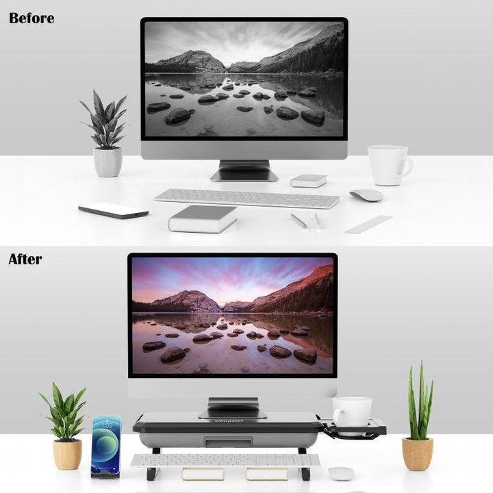 Lisslune | Oimaster Monitor stand height adjustable laptop holder with storage drawer, specification: upgrade