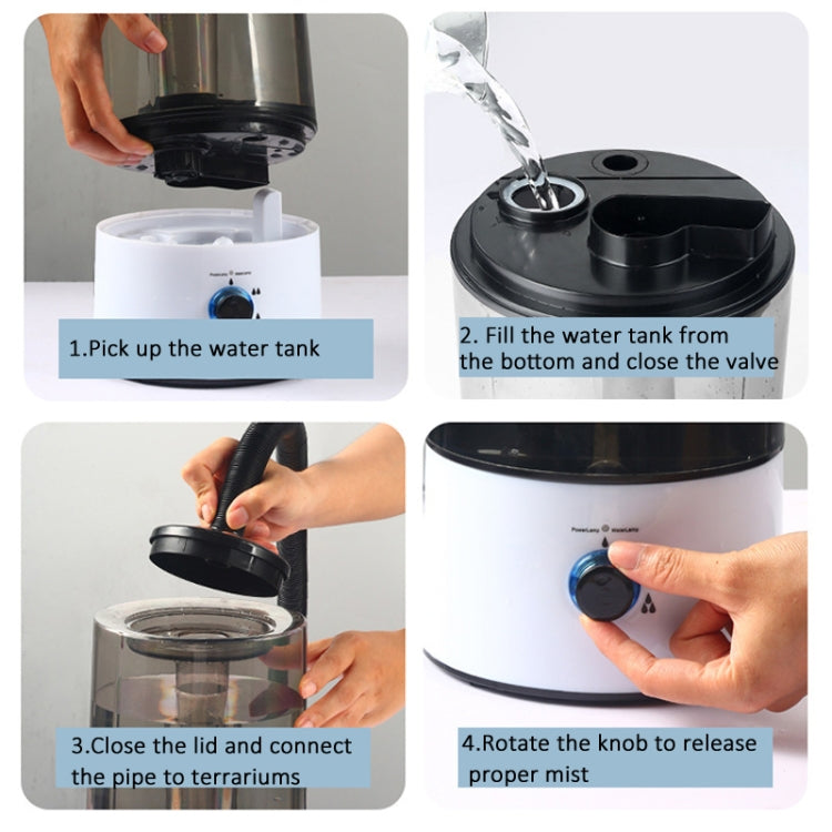4L Reptile Humidifier Fogger Cool Mist Fog Mister with Hose for Tortoise Habitat US Plug