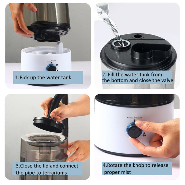 4L Reptile Humidifier Mist Generator Cold Mist Maker with Hose for Turtle Habitat UK Plug
