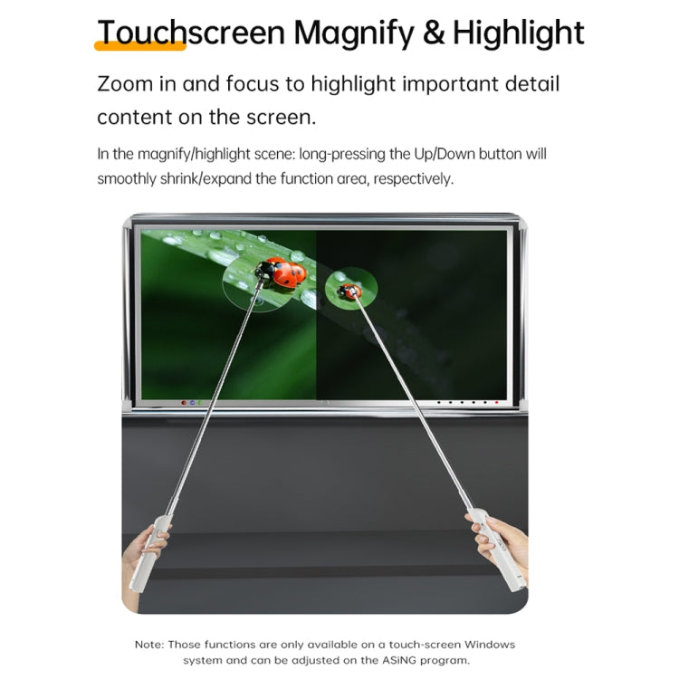 Lisslune | ASING A31 Multifunctional presentation remote control with telescopic teaching rod, designed for touchscreen