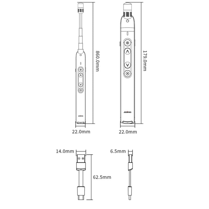 Lisslune | ASING A31 Multifunctional presentation remote control with telescopic teaching rod, designed for touchscreen