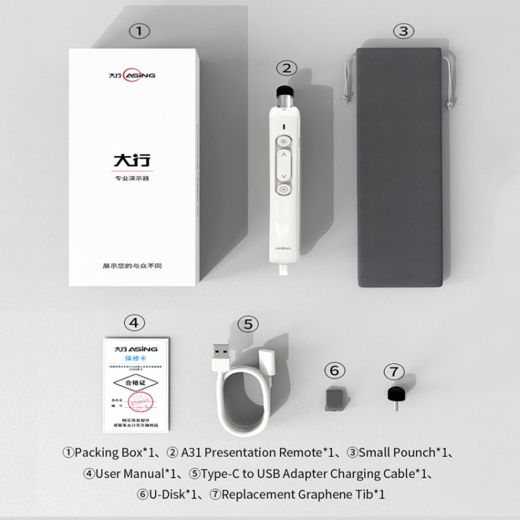 Lisslune | ASING A31 Multifunctional presentation remote control with telescopic teaching rod, designed for touchscreen