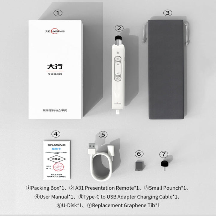 Lisslune | ASING A31 Multifunctional presentation remote control with telescopic teaching rod, designed for touchscreen