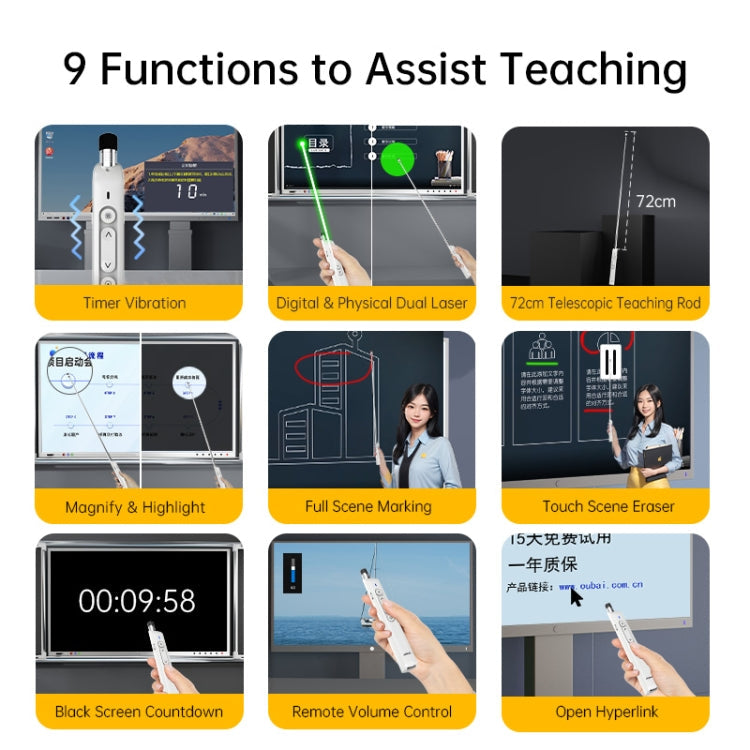 Lisslune | ASING A31 Multifunctional presentation remote control with telescopic teaching rod, designed for touchscreen