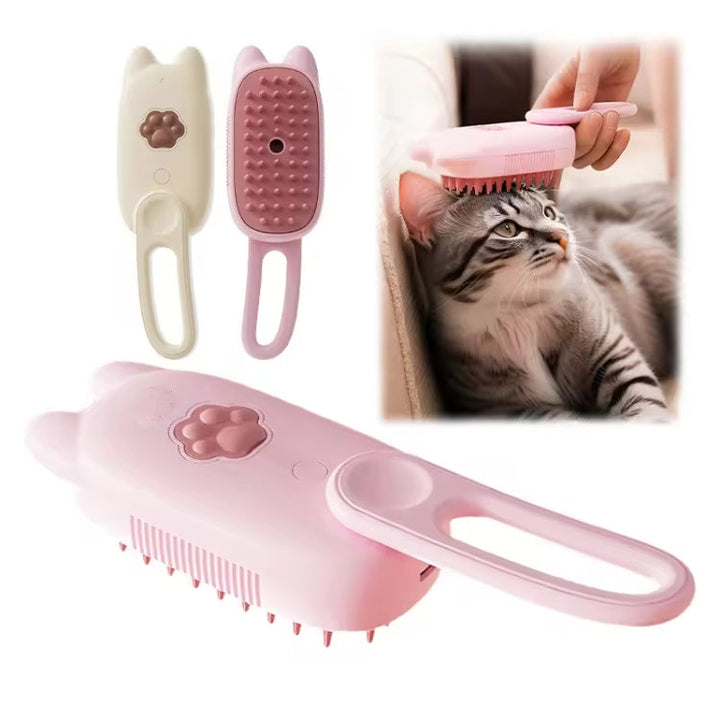 Pet Electric Spray Massage Comb Hair Removal Cleaning Care Brush (Cat Rotating Handle Pink)