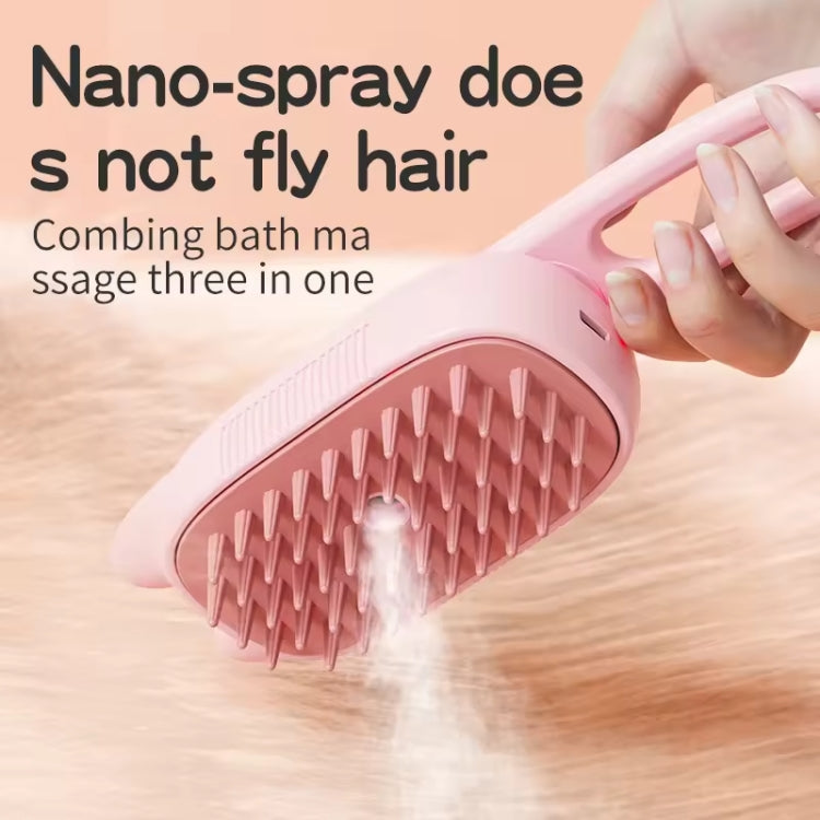 Pet Electric Spray Massage Comb Hair Removal Cleaning Care Brush (Cat Rotating Handle White)