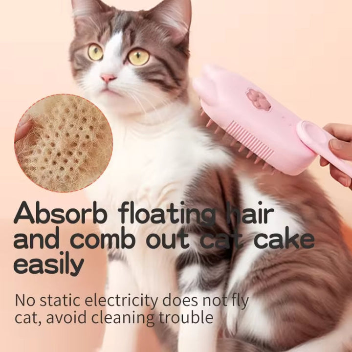 Pet Electric Spray Massage Comb Hair Removal Cleaning Care Brush (Ship Rotating Handle White)