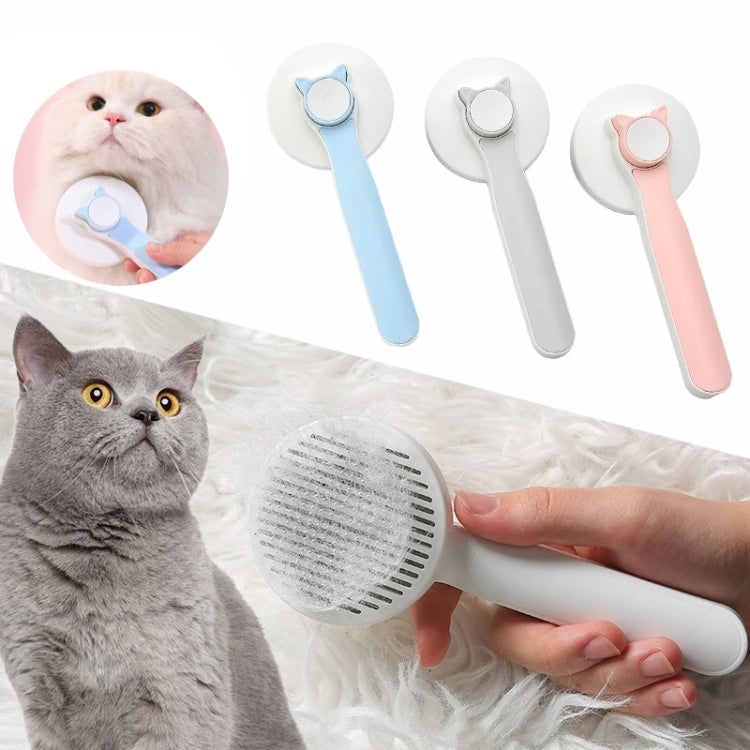 Pet self-cleaning de-shedding needle comb for cats grooming care hair removal comb (Pink)