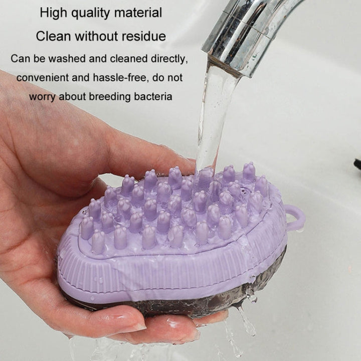Dog cleaning supplies Refillable shower gel Type Cat Dog massage bath brush, Style: Fine tip (Purple)