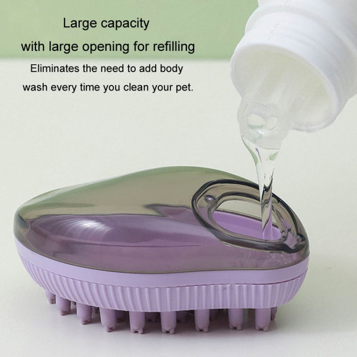 Dog Cleaning Accessories Refillable Shower Gel Type Cats Dog Massage Bath Brush, Style: Thick End (Green)