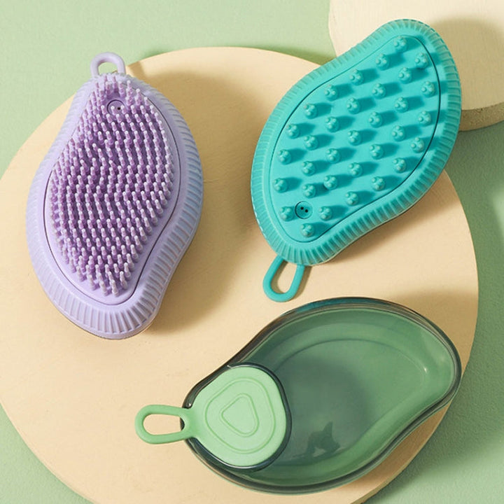 Dog cleaning accessories Refillable shower gel type cat dog massage bath brush, style: Thick end (Purple)