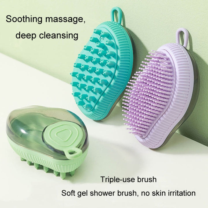Dog cleaning supplies refillable shower gel type cat dog massage bath brush, style: fine tip (green)