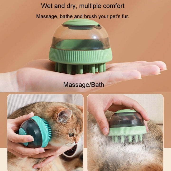 Pet care supply capsule refillable shower gel type cats dogs bathing massage brush (Purple)
