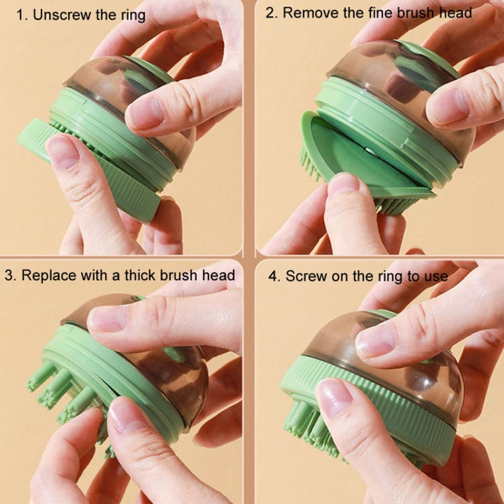 Pet Cleaning Supplies Capsule Refillable Shower Gel Type Cat Dog Bath Massage Brush (Blue)
