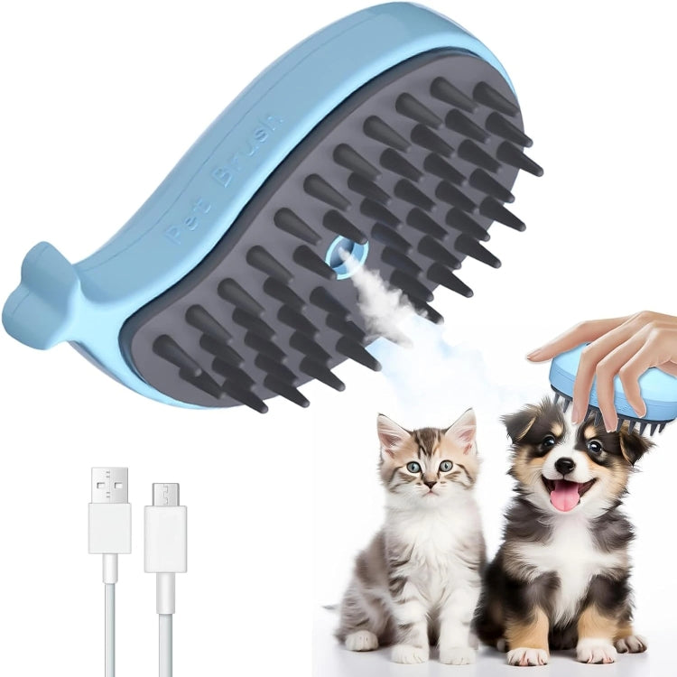 Pet Spray Steam Brush Cat Dog Grooming Massage Comb (Whale Blue)
